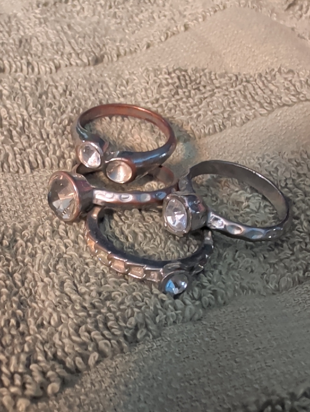 Silver Crystal Accent Rings - Women Jewelry Size 8 Stackable Ring Set
